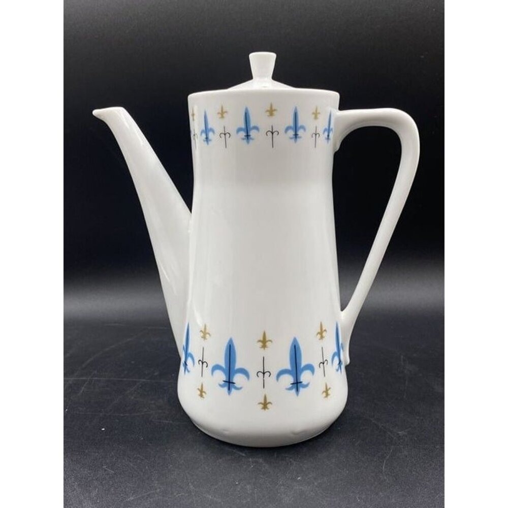 Style House China Caravelle Coffee Pot Yamaguchi Fleur de Lis Japan Knights